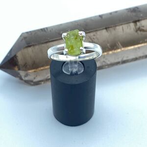 Natural Rough Green Apatite Rough Sterling Silver Ring